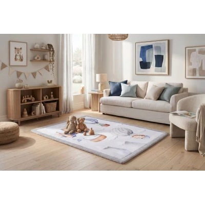 HAKUNA MATTE Mata piankowa dla dzieci Dywan do pokoju dziecięcego Coral Velvet z pianką memory 170 x 120 cm Dinozaury i Balony
