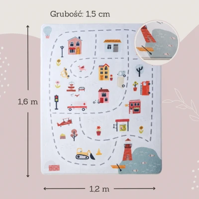 HAKUNA MATTE Mata piankowa dla dzieci Dywan do pokoju dziecięcego Coral Velvet z pianką memory 160 x 120 cm Miasto