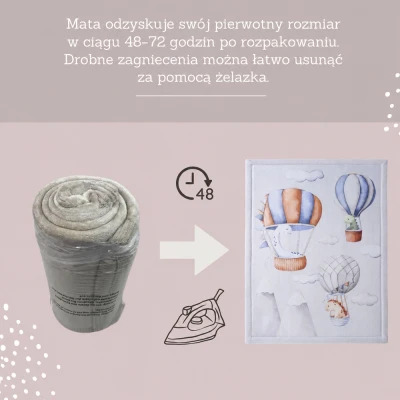 HAKUNA MATTE Mata piankowa dla dzieci Dywan do pokoju dziecięcego Coral Velvet z pianką memory 170 x 120 cm Dinozaury i Balony