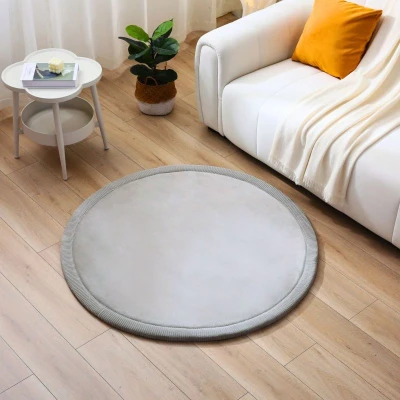 HAKUNA MATTE Mata piankowa dla dzieci Dywan do pokoju dziecięcego Coral Velvet z pianką memory okrągły 120cm beżowy