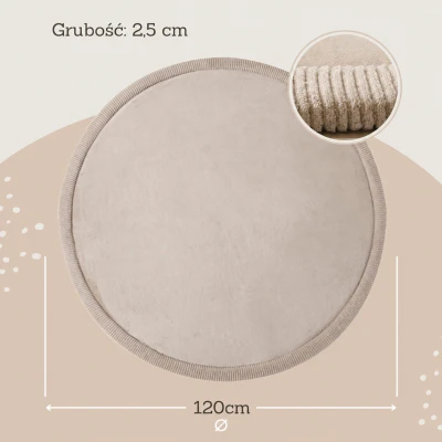 HAKUNA MATTE Mata piankowa dla dzieci Dywan do pokoju dziecięcego Coral Velvet z pianką memory okrągły 120cm beżowy