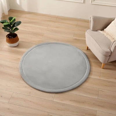 HAKUNA MATTE Mata piankowa dla dzieci Dywan do pokoju dziecięcego Coral Velvet z pianką memory okrągły 120cm beżowy