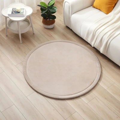 HAKUNA MATTE Mata piankowa dla dzieci Dywan do pokoju dziecięcego Coral Velvet z pianką memory okrągły 120cm beżowy
