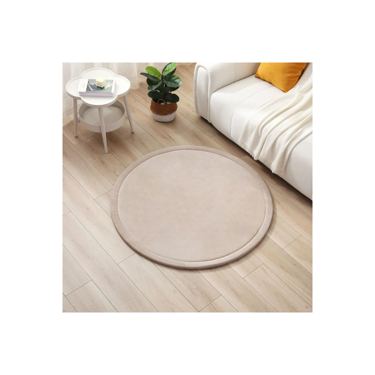 HAKUNA MATTE Mata piankowa dla dzieci Dywan do pokoju dziecięcego Coral Velvet z pianką memory okrągły 120cm beżowy