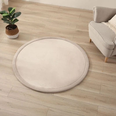 HAKUNA MATTE Mata piankowa dla dzieci Dywan do pokoju dziecięcego Coral Velvet z pianką memory okrągły 120cm beżowy