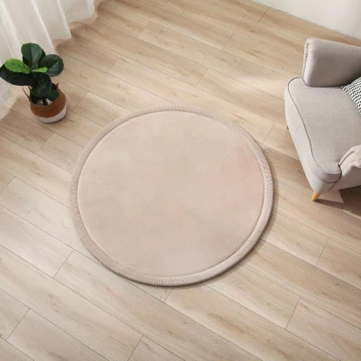 HAKUNA MATTE Mata piankowa dla dzieci Dywan do pokoju dziecięcego Coral Velvet z pianką memory okrągły 120cm beżowy