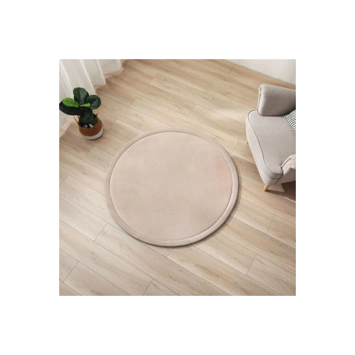 HAKUNA MATTE Mata piankowa dla dzieci Dywan do pokoju dziecięcego Coral Velvet z pianką memory okrągły 120cm beżowy