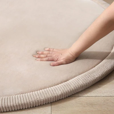 HAKUNA MATTE Mata piankowa dla dzieci Dywan do pokoju dziecięcego Coral Velvet z pianką memory okrągły 120cm beżowy