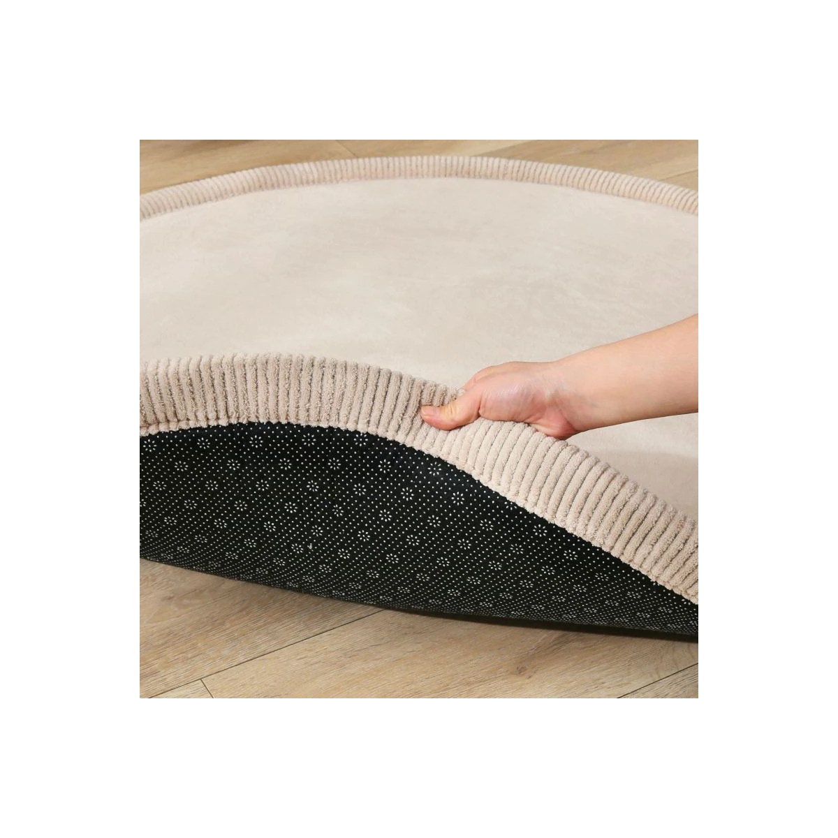HAKUNA MATTE Mata piankowa dla dzieci Dywan do pokoju dziecięcego Coral Velvet z pianką memory okrągły 120cm beżowy
