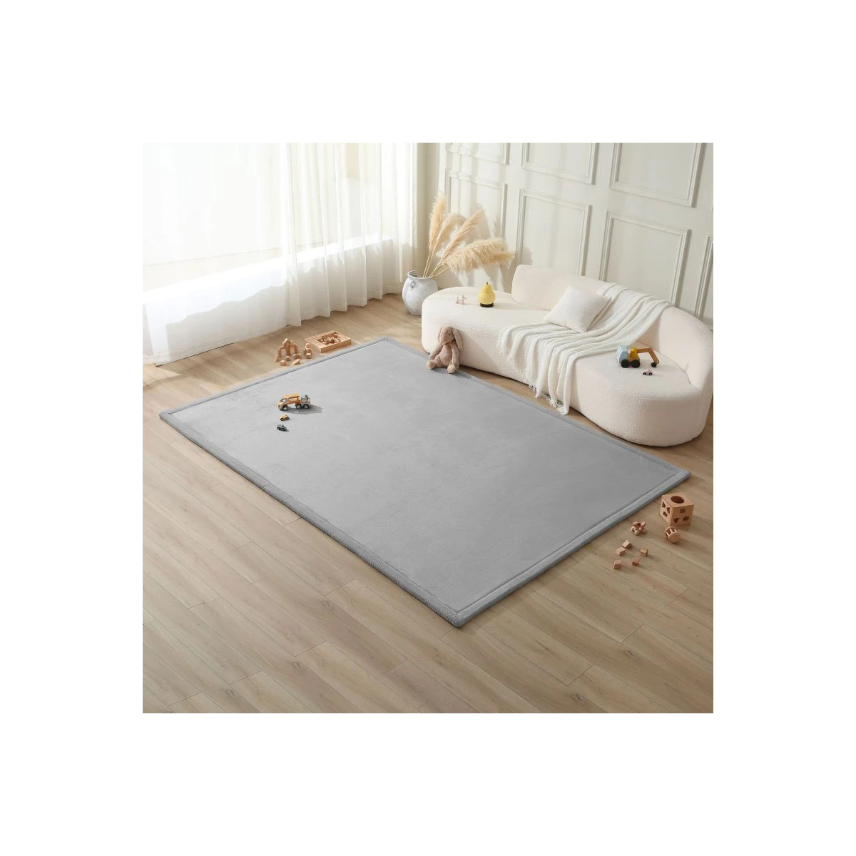 HAKUNA MATTE Mata piankowa dla dzieci Dywan do pokoju dziecięcego Coral Velvet z pianką memory 280 x 200 cm jasnoszary