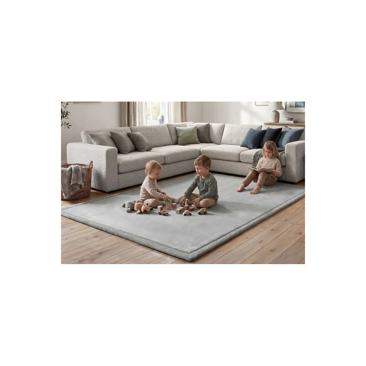 HAKUNA MATTE Mata piankowa dla dzieci Dywan do pokoju dziecięcego Coral Velvet z pianką memory 280 x 200 cm jasnoszary