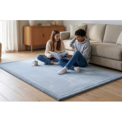 HAKUNA MATTE Mata piankowa dla dzieci Dywan do pokoju dziecięcego Coral Velvet z pianką memory 200 x 150 cm Sky Blue