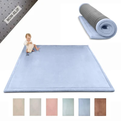 HAKUNA MATTE Mata piankowa dla dzieci Dywan do pokoju dziecięcego Coral Velvet z pianką memory 200 x 150 cm Sky Blue