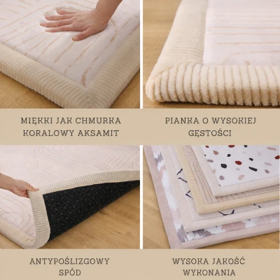 HAKUNA MATTE Mata piankowa dla dzieci Dywan do pokoju dziecięcego Coral Velvet z pianką memory 200 x 150 cm Zen Garden