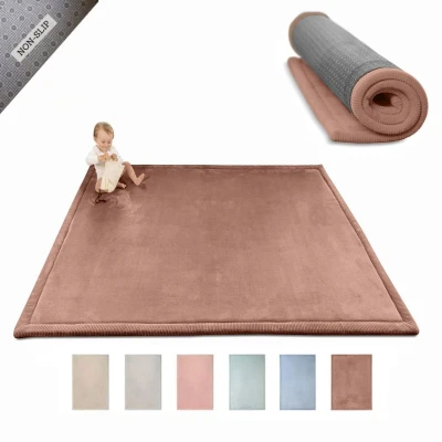 HAKUNA MATTE Mata piankowa dla dzieci Dywan do pokoju dziecięcego Coral Velvet z pianką memory 200 x 150 cm Mocha