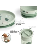 Done by Deer Zestaw naczyń z kubkiem 360° Foodie Tiny Trails Gree