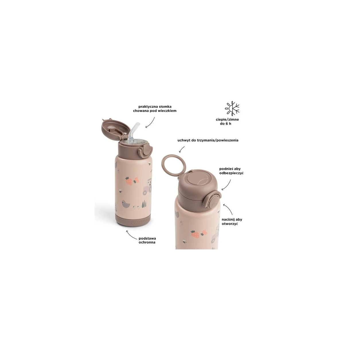 Done by Deer Butelka Termiczna ze Słomką 340ml Tiny Farm Powder