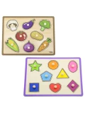 VIGA Drewniane Puzzle z Uchwytami i Półką 7 el.