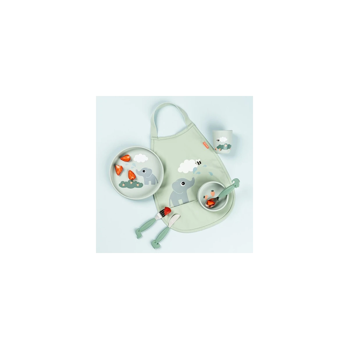 Done by Deer Zestaw Obiadowy z Przyssawką dla Dzieci Elphee Green