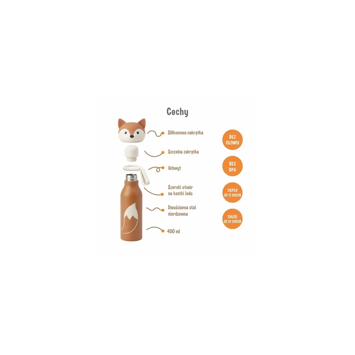 Zazu Fun Butelka termiczna Lis 400 ml