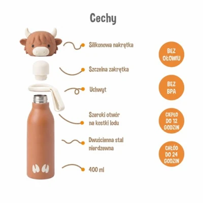 Zazu Fun Butelka termiczna Krowa 400 ml