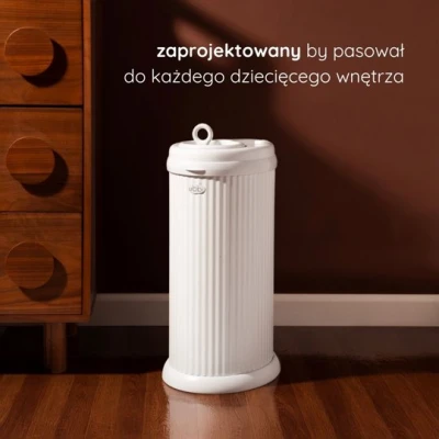 Ubbi Stalowy Kosz na Pieluchy Ryflowany White