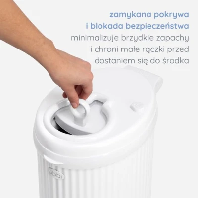 Ubbi Stalowy Kosz na Pieluchy Ryflowany White