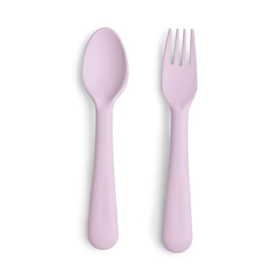 Mushie Sztućce dla dzieci łyżka i widelec Soft Lilac