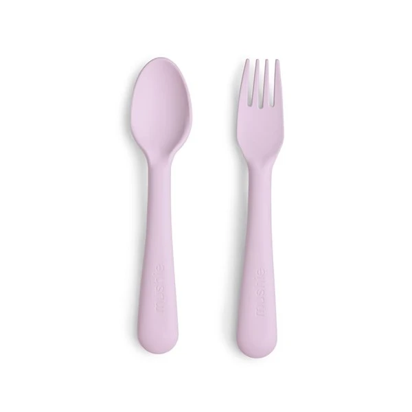 Mushie Sztućce dla dzieci łyżka i widelec Soft Lilac