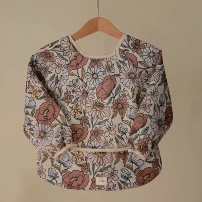 Mushie Śliniak z rękawami Retro Flowers