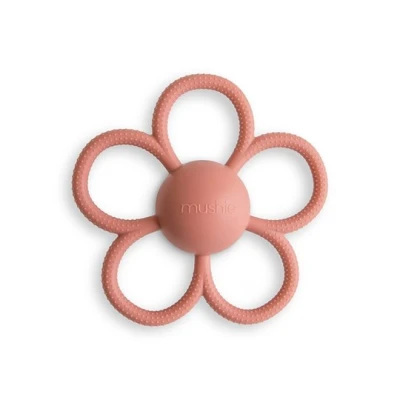 Mushie Gryzak silikonowy i grzechotka 2w1 Daisy Dusty Rose