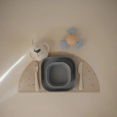 Mushie Sztućce dla dzieci – łyżka nóż i widelec Ivory