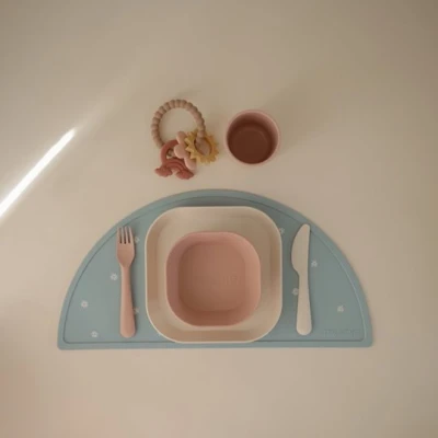 Mushie Sztućce dla dzieci – łyżka nóż i widelec Blush