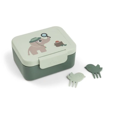 Done by Deer Lunchbox dla Dziecka z Widelczykami Tiny Trails Gree