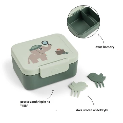 Done by Deer Lunchbox dla Dziecka z Widelczykami Tiny Trails Gree
