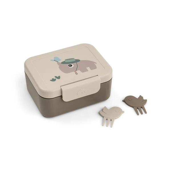 Done by Deer Lunchbox dla Dziecka z Widelczykami Tiny Trails Sand