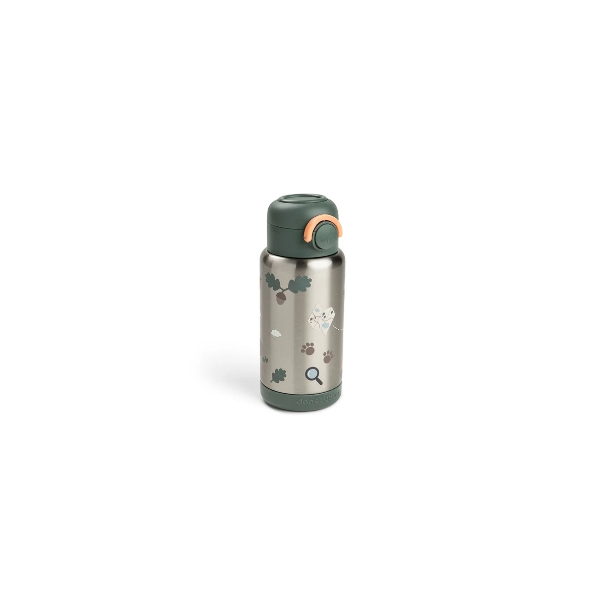 Done by Deer Butelka Termiczna ze Słomką 340ml Tiny Trails Green