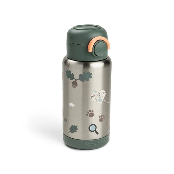 Done by Deer Butelka Termiczna ze Słomką 340ml Tiny Trails Green