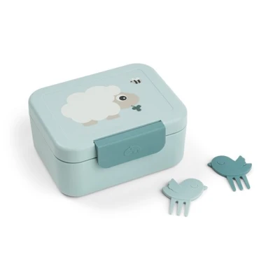 Done by Deer Lunchbox dla Dziecka z Widelczykami Tiny Farm Blue