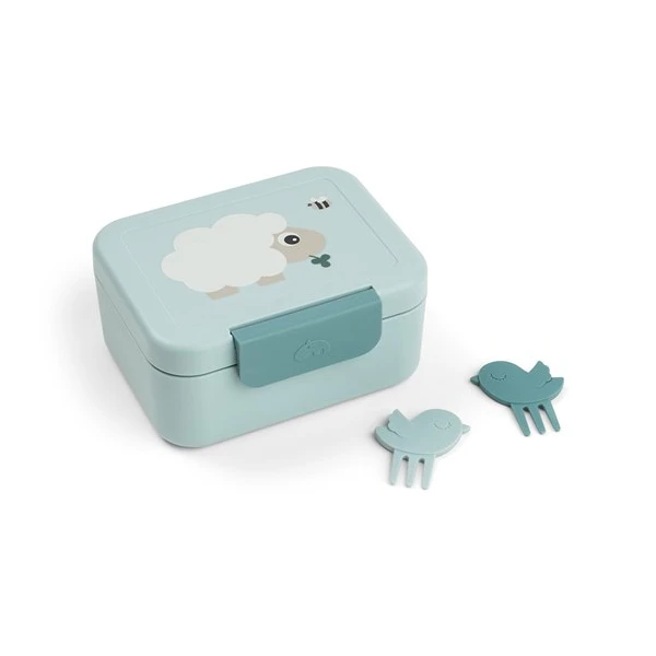 Done by Deer Lunchbox dla Dziecka z Widelczykami Tiny Farm Blue
