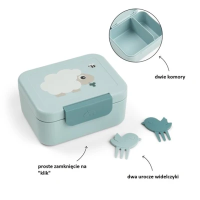 Done by Deer Lunchbox dla Dziecka z Widelczykami Tiny Farm Blue