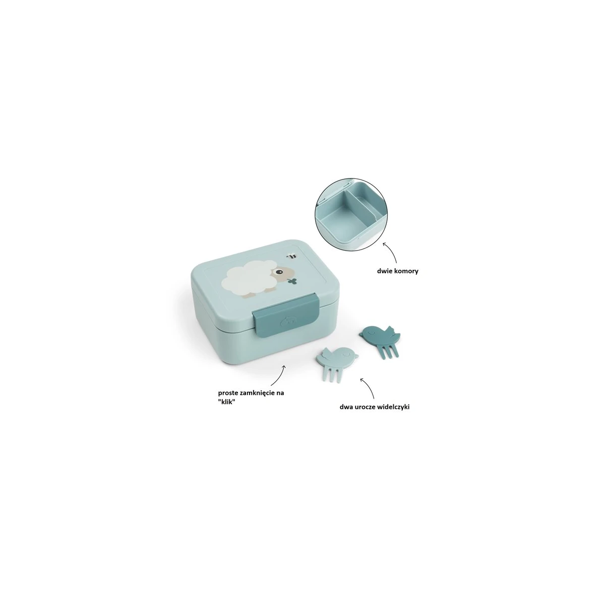 Done by Deer Lunchbox dla Dziecka z Widelczykami Tiny Farm Blue