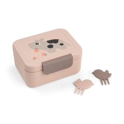 Done by Deer Lunchbox dla Dziecka z Widelczykami Tiny Farm Powder