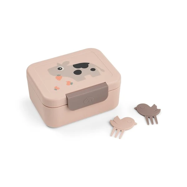 Done by Deer Lunchbox dla Dziecka z Widelczykami Tiny Farm Powder