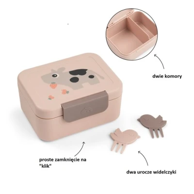 Done by Deer Lunchbox dla Dziecka z Widelczykami Tiny Farm Powder