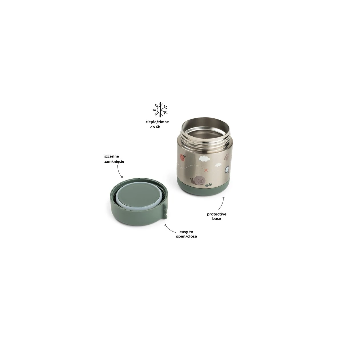 Done by Deer Termos Obiadowy dla Dziecka 300ml Tiny Trails Green