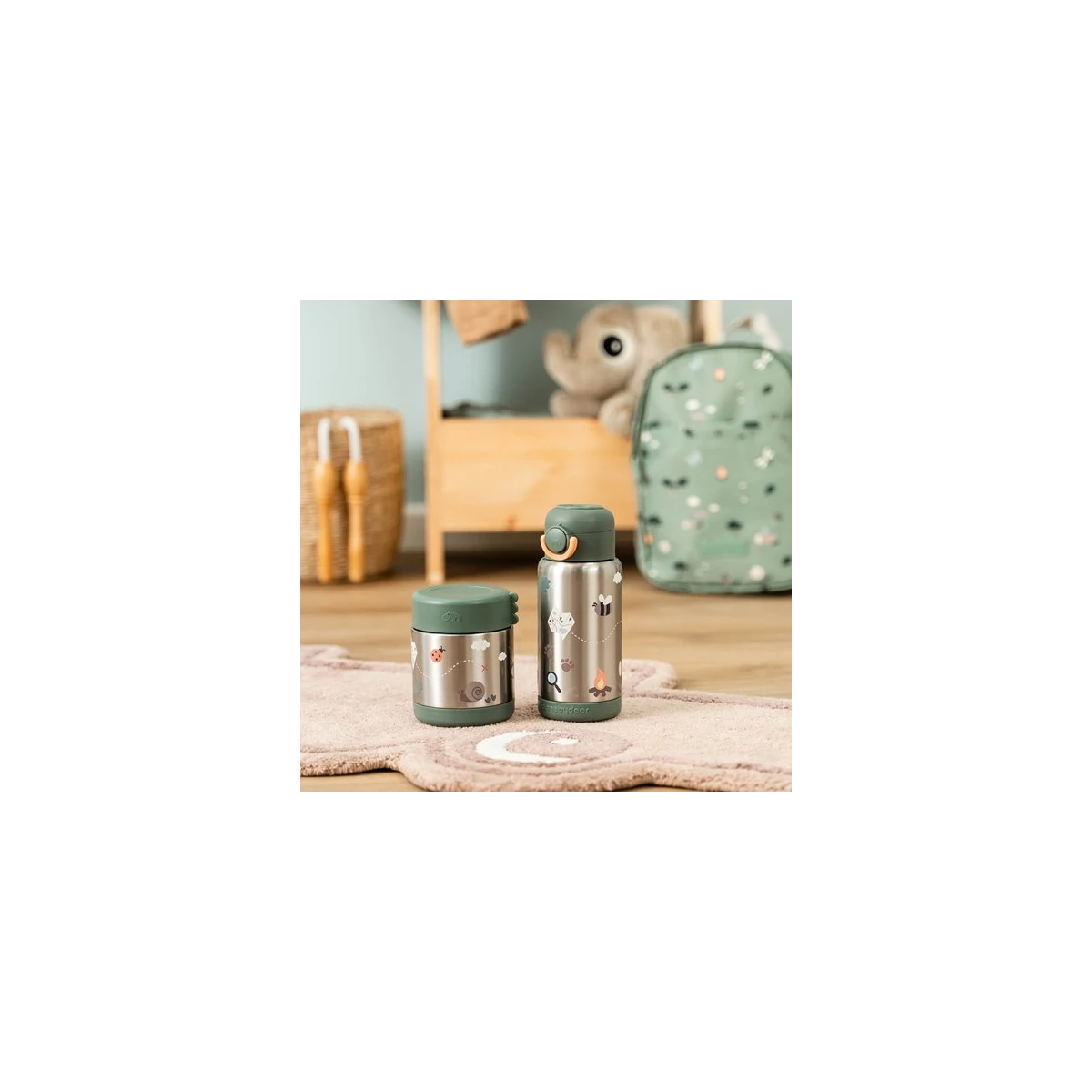 Done by Deer Termos Obiadowy dla Dziecka 300ml Tiny Trails Green