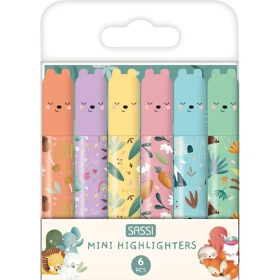 SASSI EDITORE Mini zakreślacze pastelowe 6 szt. SASSI Mix