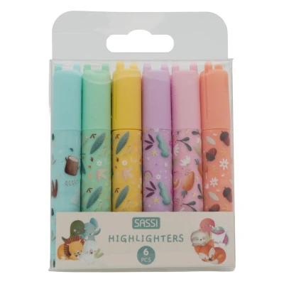 SASSI EDITORE Mini zakreślacze pastelowe 6 szt. SASSI Mix