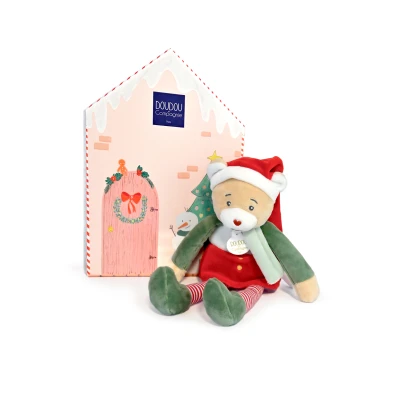 DOUDOU ET COMPAGNIE DOUDOU przytulanka chochlik świąteczny z domkiem  27 cm Farceur Cannelle